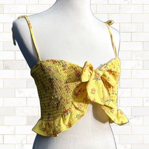 NWT Sunny Yellow Smocked Crop Top